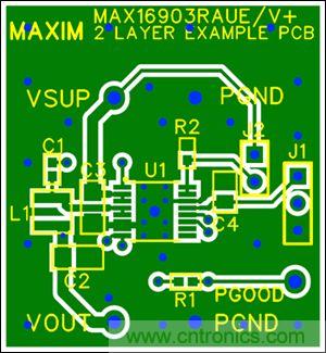 圖5：兩層板布線(頂層)，器件為TSSOP封裝