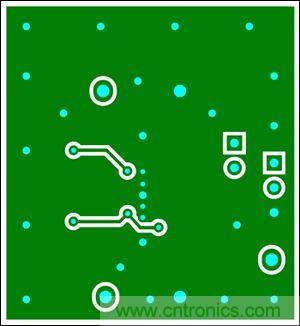 圖8：兩層板布線(底層)，器件為TDFN封裝