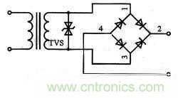 圖1:雙向TVS在交流電路中的應用電路
