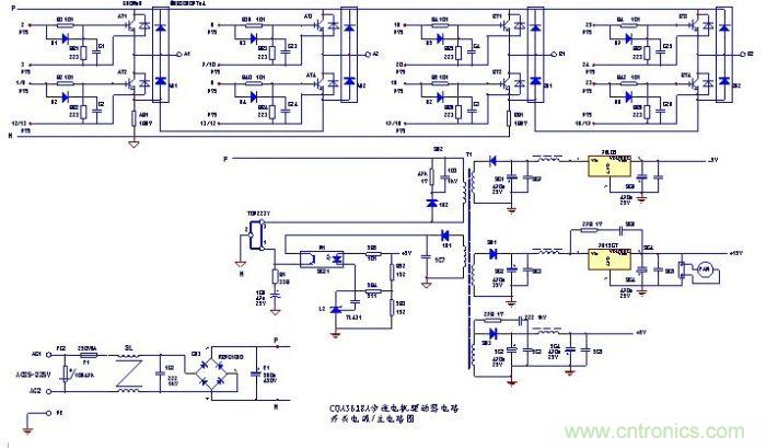 圖1:步進電機驅(qū)動的主電路和開關電源電路