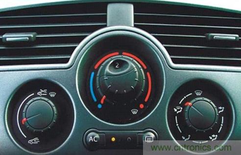 圖1. 典型汽車自動空調用戶界面
