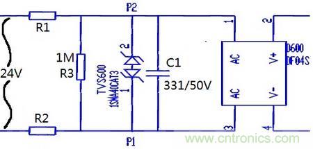 案例1：輸入端24V波動，R1和R2常被燒壞。