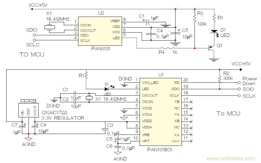 圖5:SPI接口的原理圖示例。