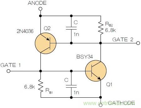 圖2:增加兩個電容值為1nF的SMD陶瓷電容器后,可以在ΔV達到10V的情況下防止導通。