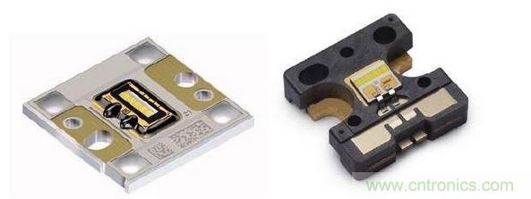 左圖為Osram汽車前大燈專用模組,右圖為Philips汽車前大燈專用模組。