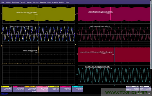 如果采樣率是信號頻率的倍數(shù),那么每個周期的采樣點都在(或靠近)相同的相位點,因而顯示出來的圖形看起來像是調(diào)制過的一樣。