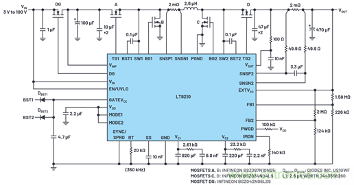 為汽車電子系統提供供電和保護，無開關噪聲，效率高達99.9%