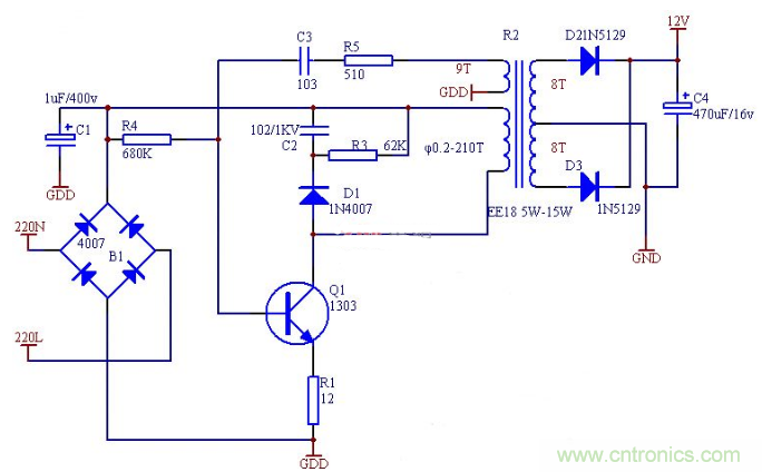 六款簡單的開關電源電路設計,內附原理圖詳解