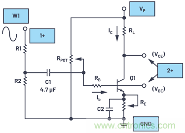 ADALM2000實驗:共發射極放大器