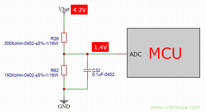 電池電壓偵測電路“踩坑”:分壓電阻的精度竟然是5%,不是1% 電池電壓偵測電路“踩坑”:分壓電阻的精度竟然是5%,不是1%